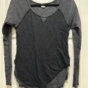 We The Free Charcoal and Gray Long Sleeve Top